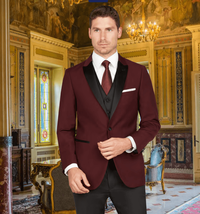 Burgundy tuxedo