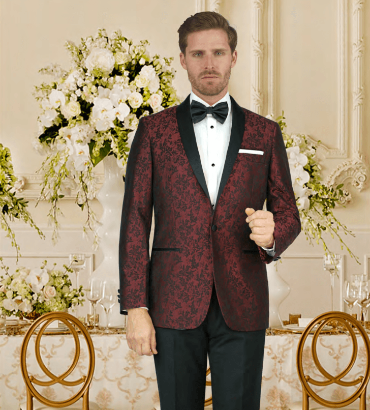 Shawl Burgundy Tonal tuxedo